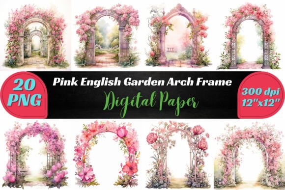 Download Pink English Garden Frame Digital Papers - Premium Resources