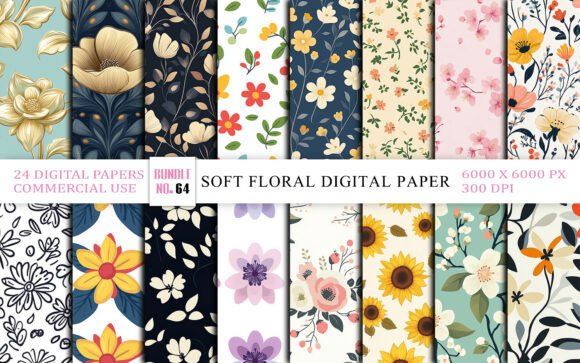 Download Soft Floral Pattern Digital Paper Bundle - Premium Resources