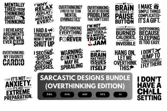 Download Sarcastic Overthinking SVG Bundle - Thin Collection