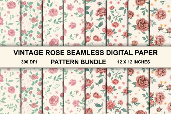 Download Vintage Rose Seamless Pattern Bundle - Premium Resources