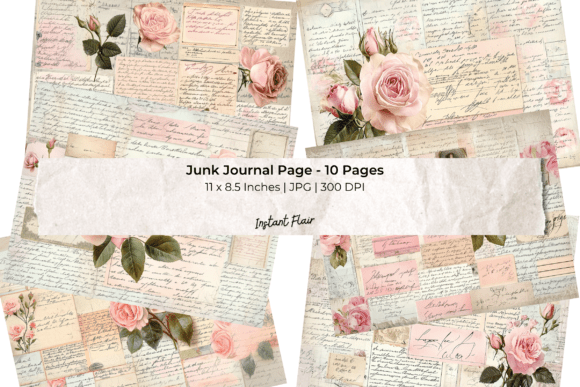 Download Vintage Ephemera Rose Junk Journal Pages - Premium Resources
