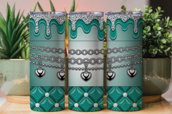 Download Teal Glamorous Heart Chains 20oz Tumbler - Glamorous heart Collection